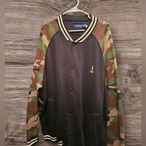 Polo by Ralph Lauren Men's Black and Camouflage Bomber Jacket